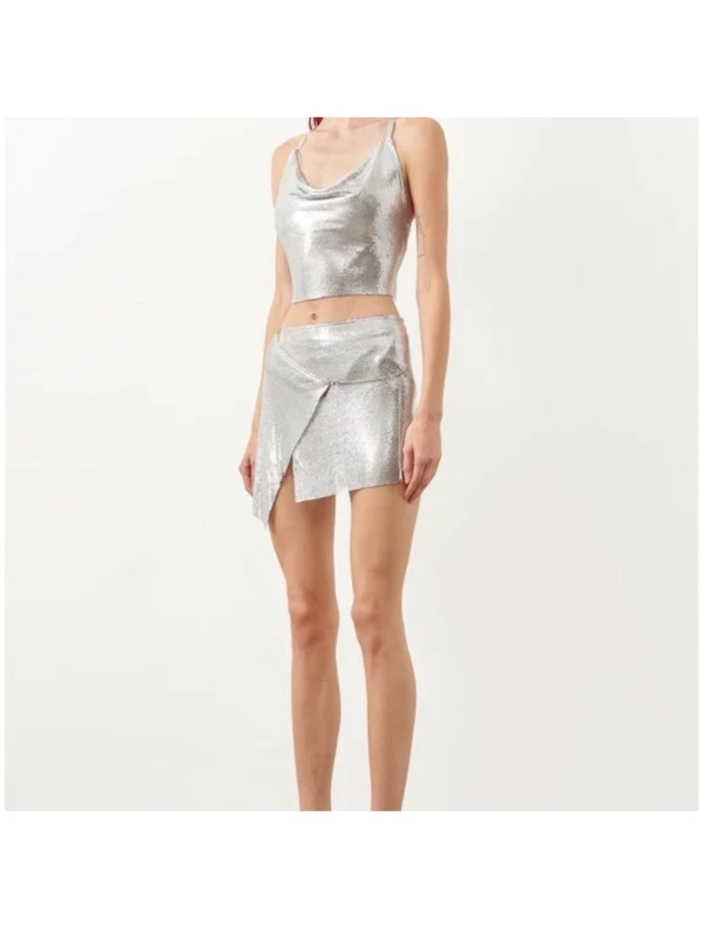 Poster girl Bambi Rhinestone Mesh Crop Top with Orange Straps - Picture 6 of 7